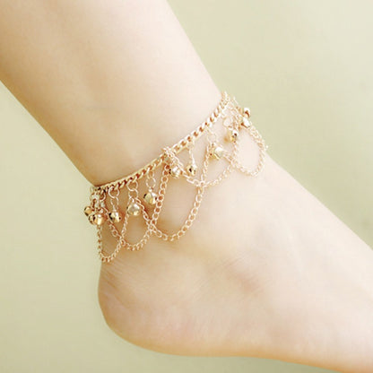 Bohemia Golden Bell Chain Tassel Anklet