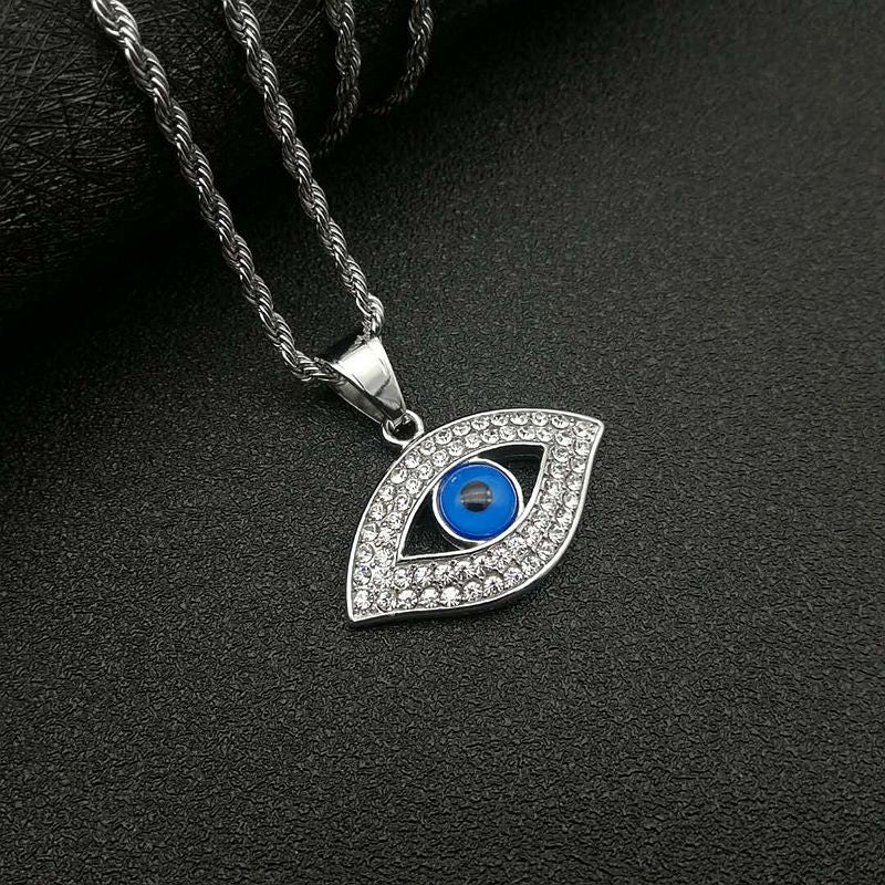 HIPHOP Jewelry Gold-plated Inlaid Zircon Blue Eye Pendant