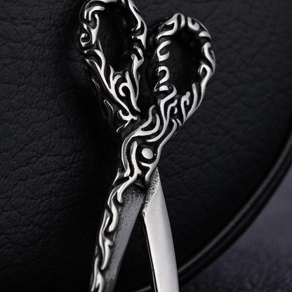 Carved Scissors Stainless Steel Pendant