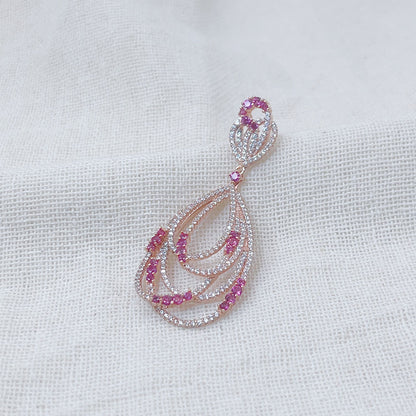 Oval Irregular Pink Zircon Pendant Necklace