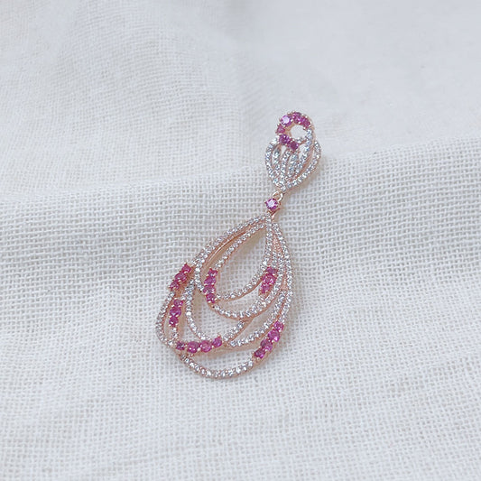 Oval Irregular Pink Zircon Pendant Necklace