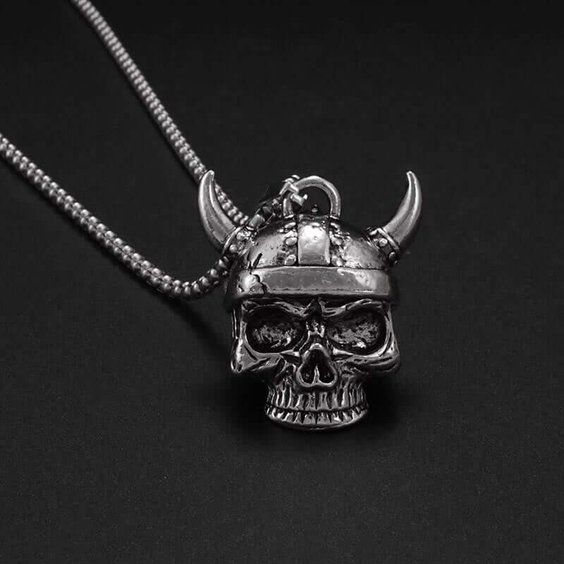 Gothic Viking Horn Skeleton Warrior Necklace