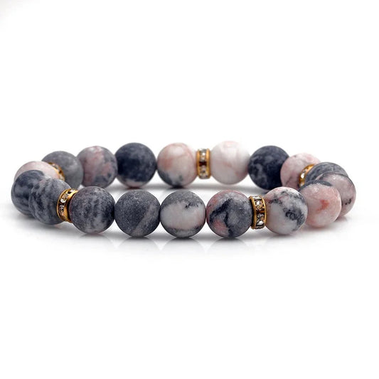 Natural Rhodonite Frosted Beaded Healing Bracelet