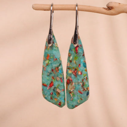 Geometric Lake Blue Pendant Earrings