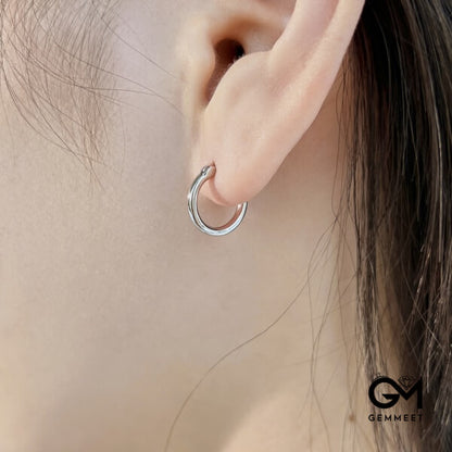 S925 Sterling Silver Hoop Smooth Earrings