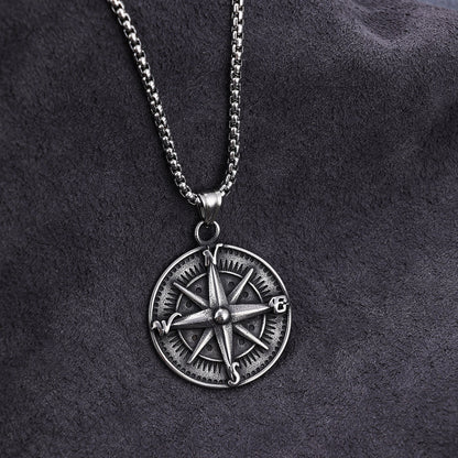 Vintage Compass Stainless Steel Pendant