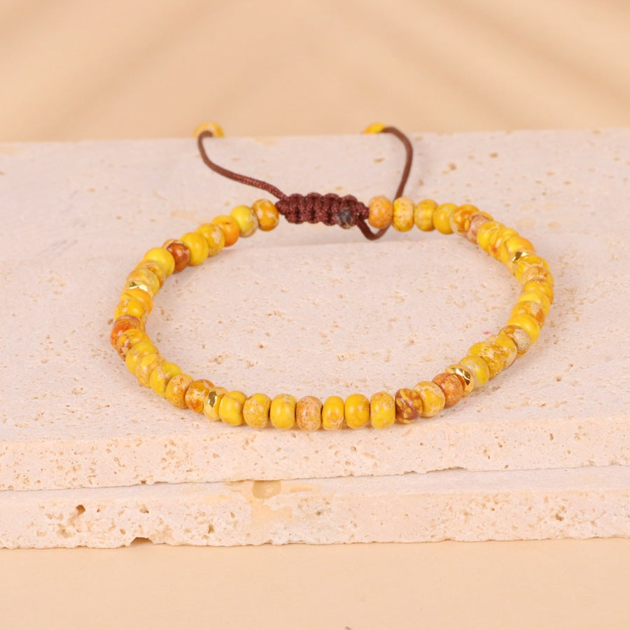 Bright Yellow Turquoise Flat Bead Bracelet