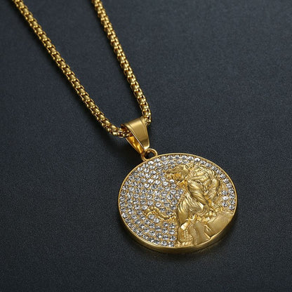 Hip Hop Gold Plated Zircon Tiger Pendant