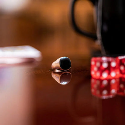 Vintage Styled Black Obsidian Signet Ring