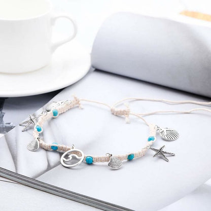 Turquoise Starfish Wave Charm Bracelet Anklet