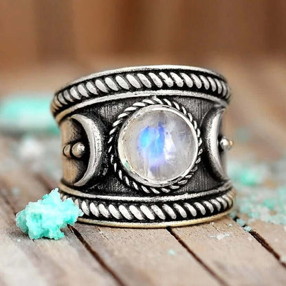 Boho Moon Moonstone Ring