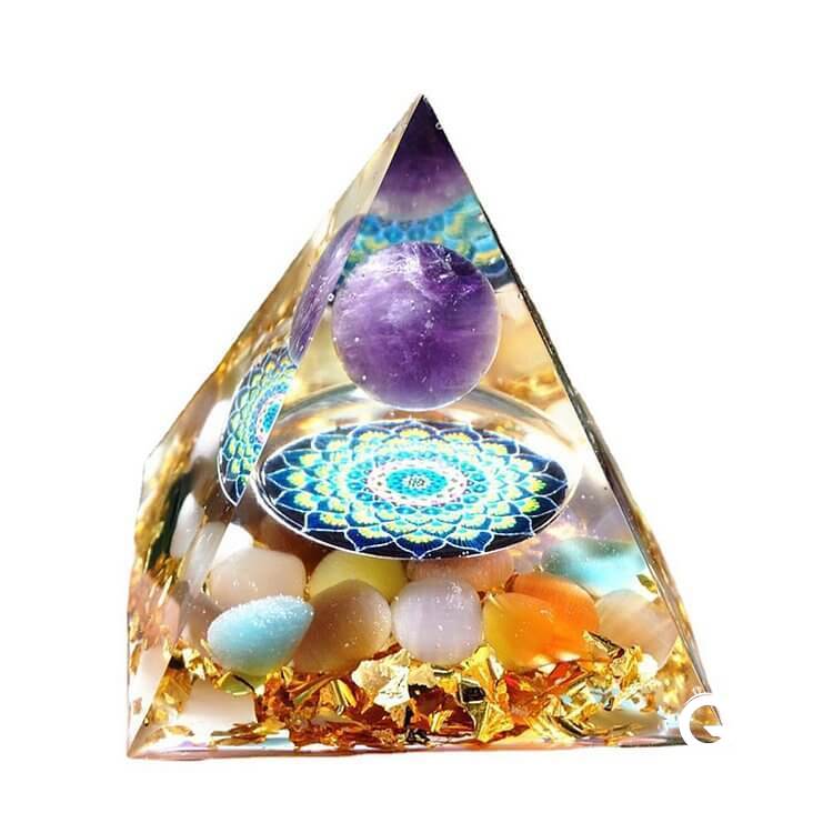 Amethyst with Moonstone Lucky Orgone Pyramid