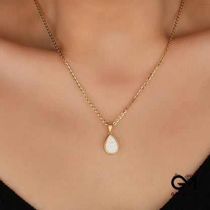 Water Drop Opal 18k Gold Plated Copper Necklace