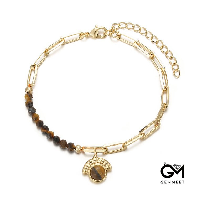 Stone Geometric Pendant 18k Bracelet