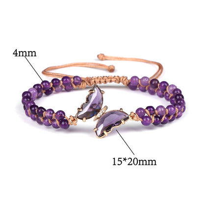 Butterfly Woven Natural Crystal Bracelet