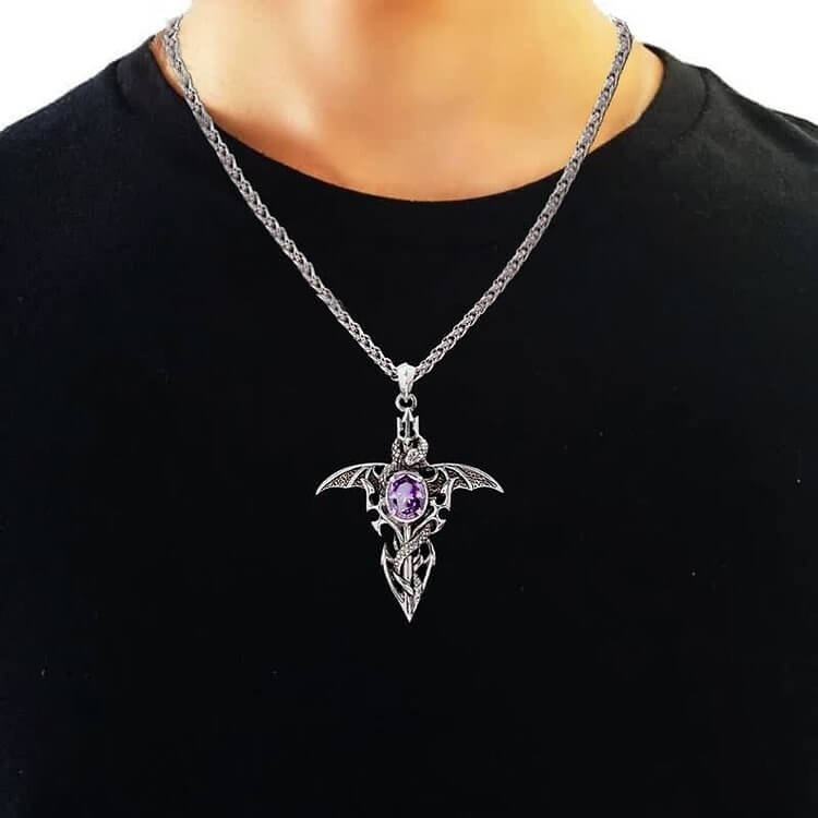 The Dragon Spirit - Amethyst Vintage Necklace