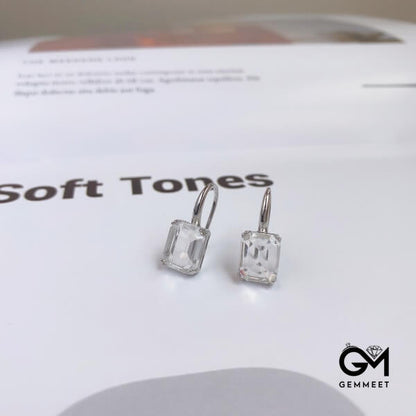 S925 Silver Rectangular Crystal Earrings