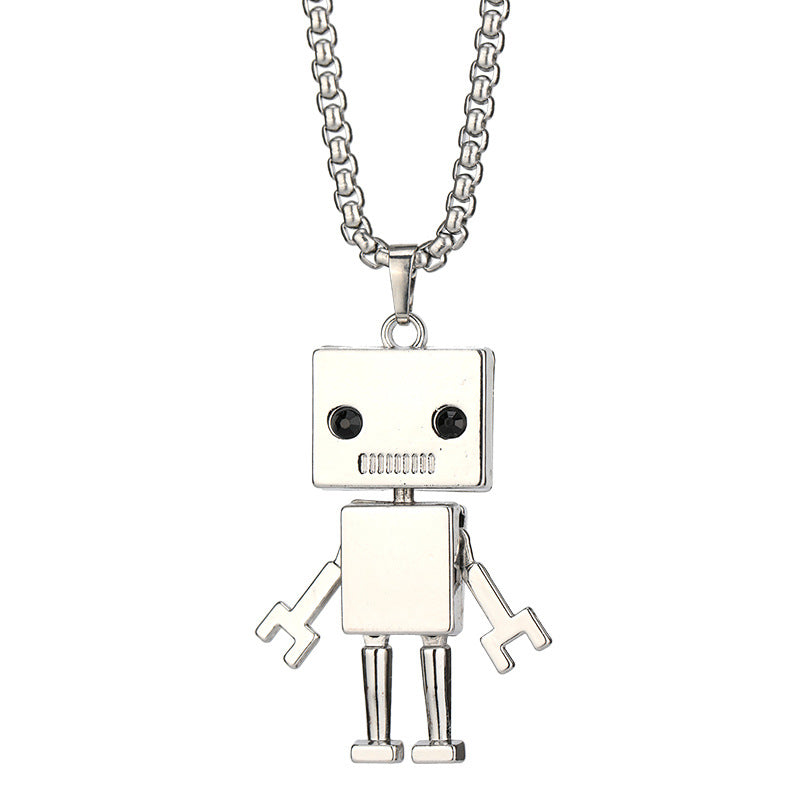 Block Robot Titanium Steel Necklace