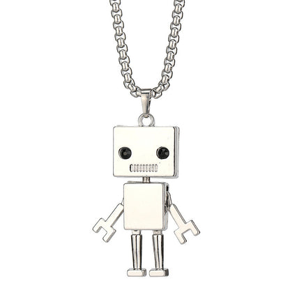 Block Robot Titanium Steel Necklace