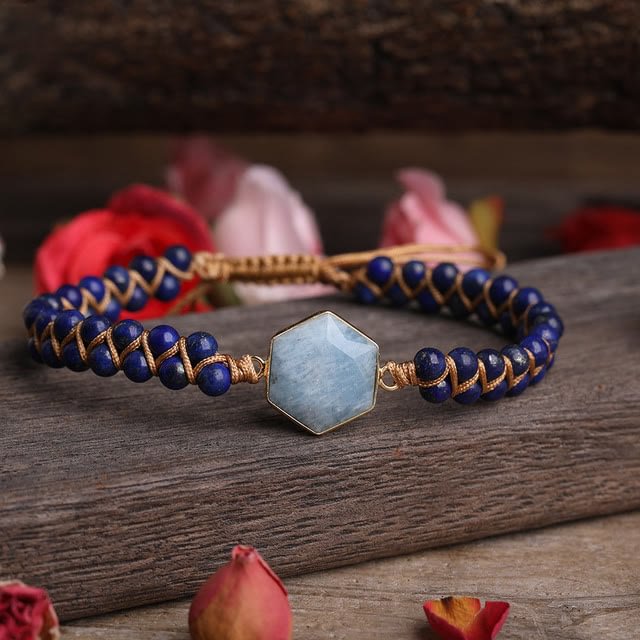 Raw Crystal Hexagon Braided Beaded Bracelet