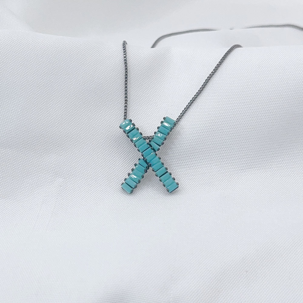 X Shape Faxul Turquoise Pendant