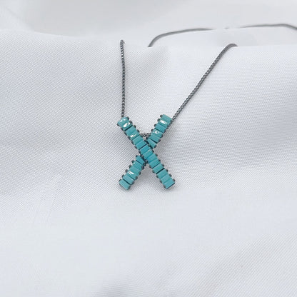 X Shape Faxul Turquoise Pendant