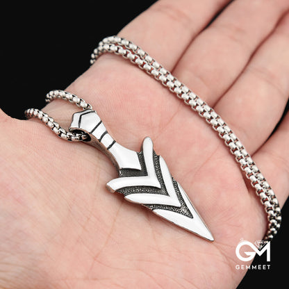 Titanium Steel Triangle Spear Viking Arrow Necklace