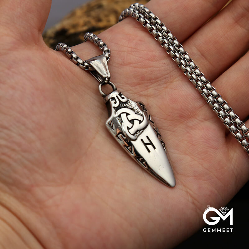 Titanium Steel Viking Triangle Spear Letter Necklace