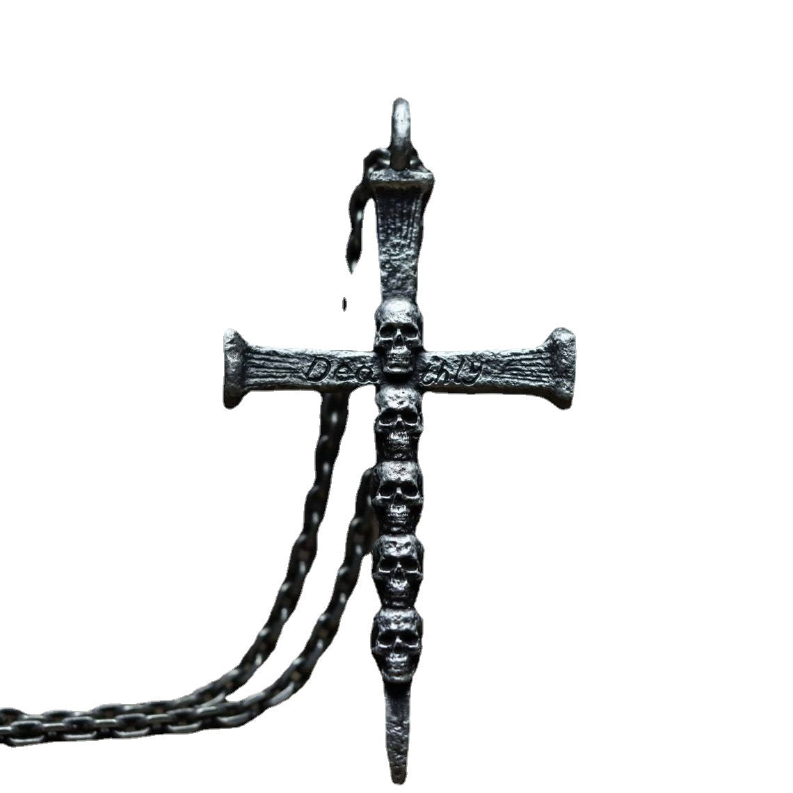 Cross Skull Figure Titanium Steel Pendant for Men