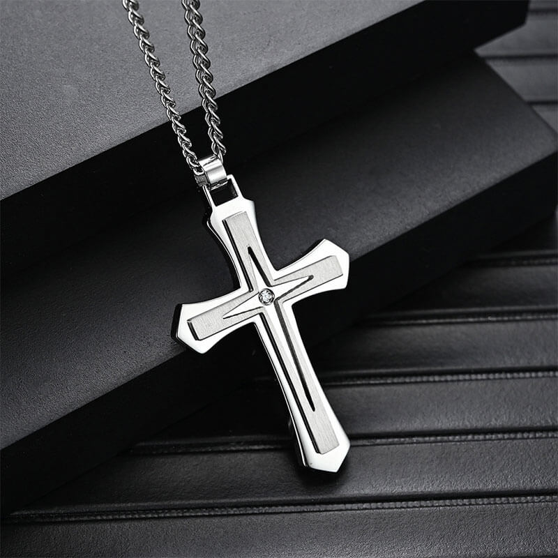 Classic Stainless Steel Cross Pendant Chain