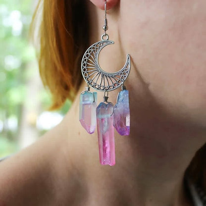 Bohemia Crescent Moon Fluorite Earrings