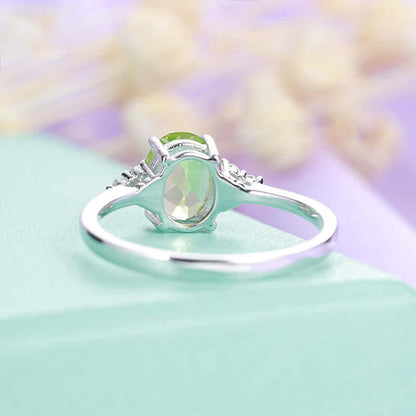 Natural Peridot Four Prong Adjustable Ring