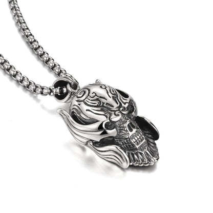 Warrior Skull Vintage Sterling Silver Pendants Necklace