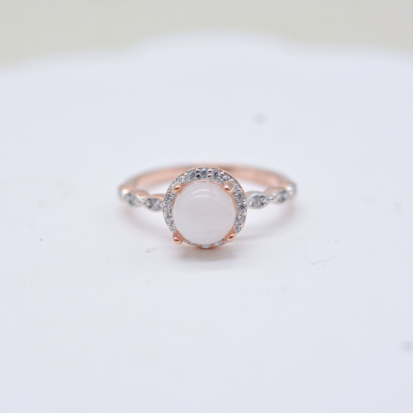 S925 Rose Gold Halo Moonstone Ring