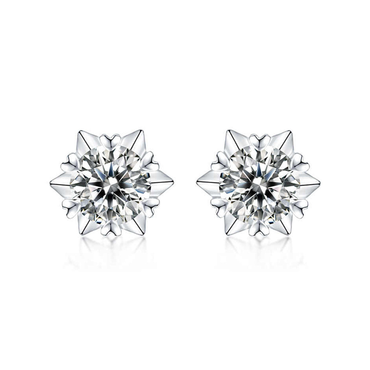 White Gold Hexagram Full Stones Moissanite Stud Earrings