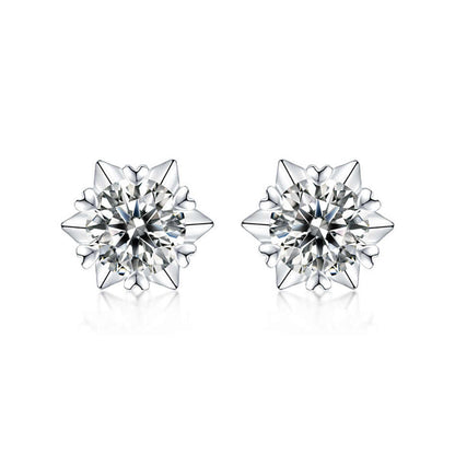 White Gold Hexagram Full Stones Moissanite Stud Earrings