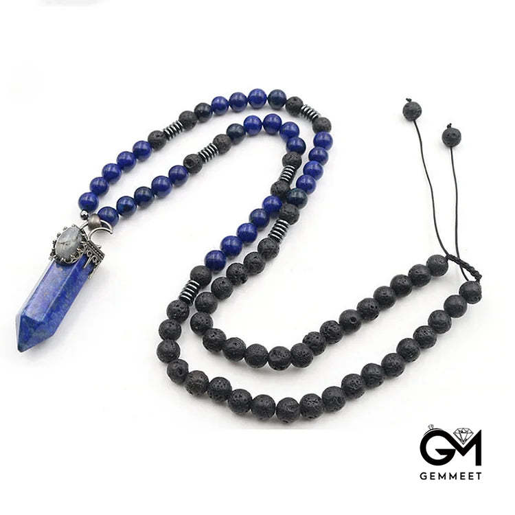 Crystal Hexagon Prism Pendant Mala Necklace