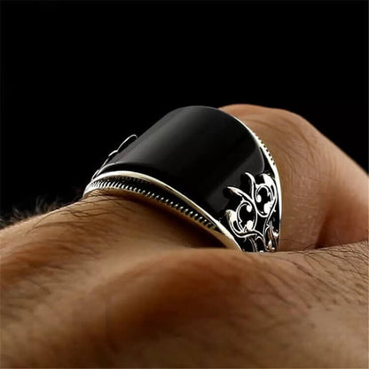 Obsidian Handcrafted Embossed Ring