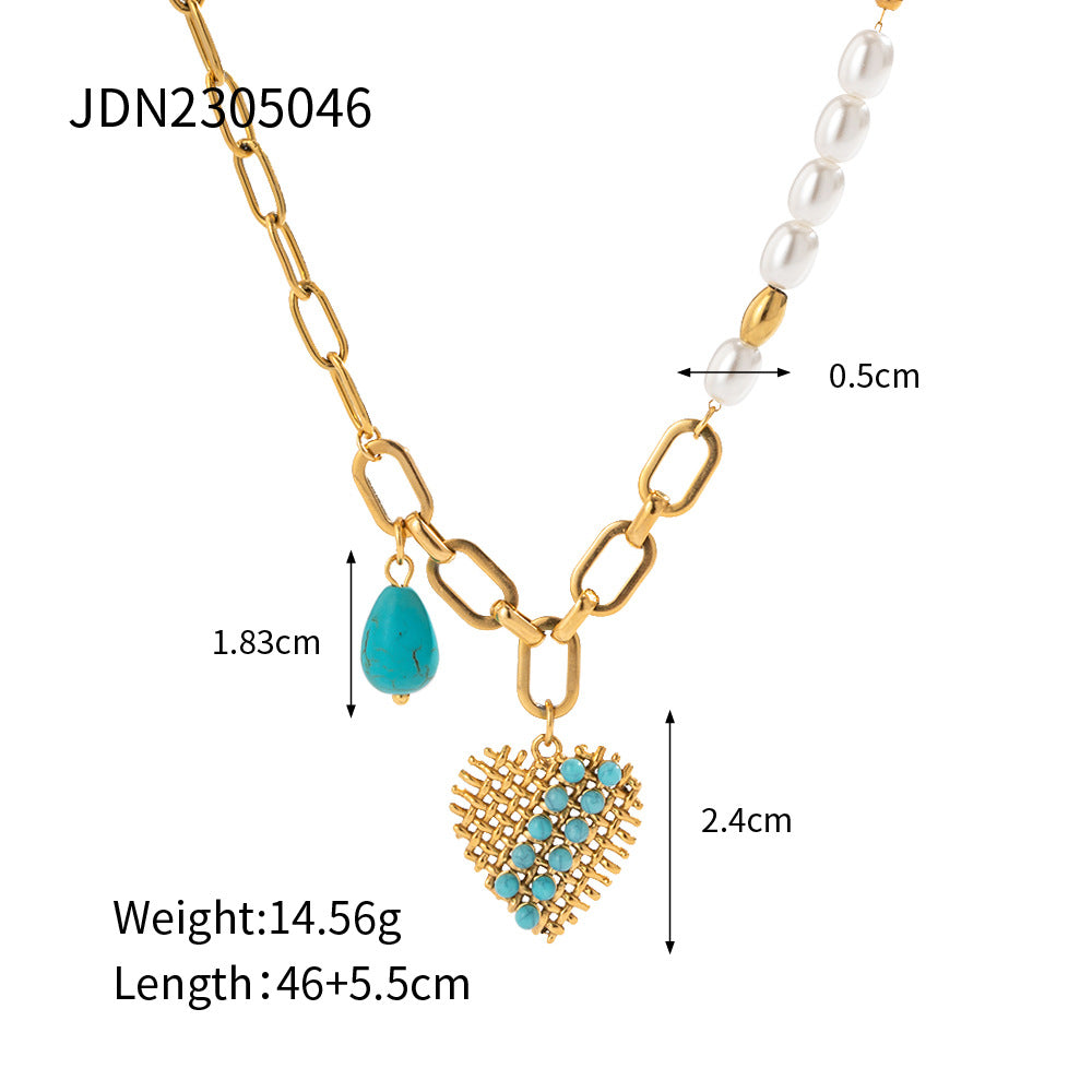 18K Turquoise Pendant Light Luxury Necklace