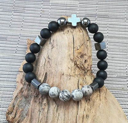 Mens Stacking Gemstone Set Bracelet