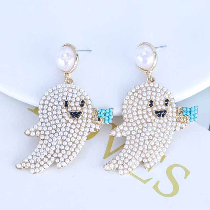 Halloween Cute Cartoon Ghost Bead Earrings