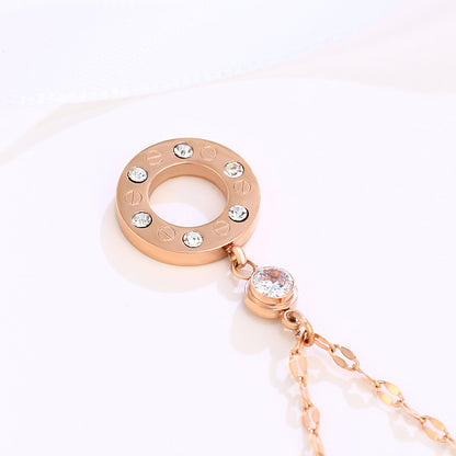 Circle Temperament Collarbone Chain Personality Inlaid Zircon Pendant