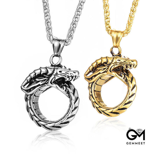 Ouroboros Titanium Steel Pendant Necklace