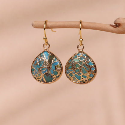 Drop Drop Pendant Earrings with Gold Trim