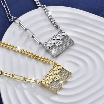 Titanium Steel Bag Necklace Fashion Hundred Bags Full of Diamond Pendants