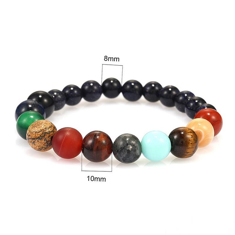 Cosmic Galaxy Colorful Stone Seven Chakra Yoga Bracelet