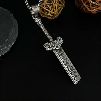 Broken Knife Sword Shape Stainless Steel Pendant Necklace