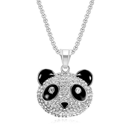 Hip-hop Titanium Steel Gold-plated Zircon Giant Panda Pendant