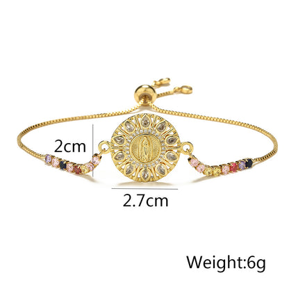 Virgin Mary Color Stones Tennis Bracelet