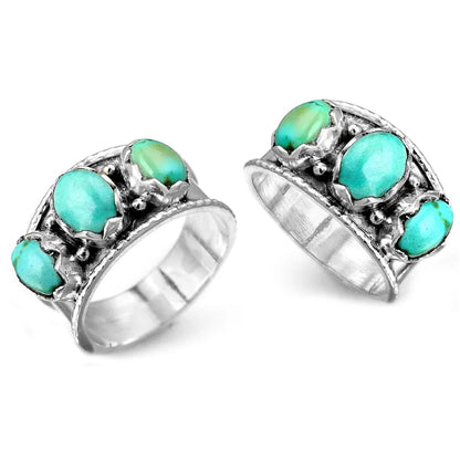 Three Stone Bohemian Turquoise Ring